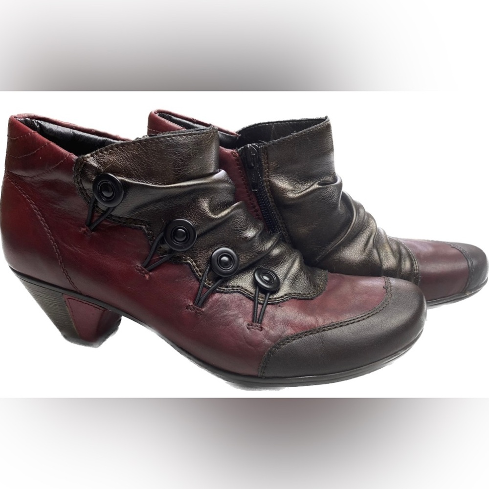 Remonte the RED/BLK Zip Leather Booties, 7 Winter Sale